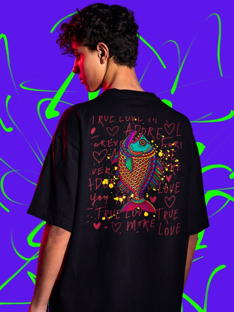 TRUE LOVE: PIRANHA (Unisex Oversized Terry T-Shirt)