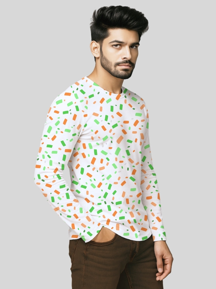 PATRIOT: TIRANGA CONFETTI  (Men's All Over Print Full Sleeve T-Shirt)