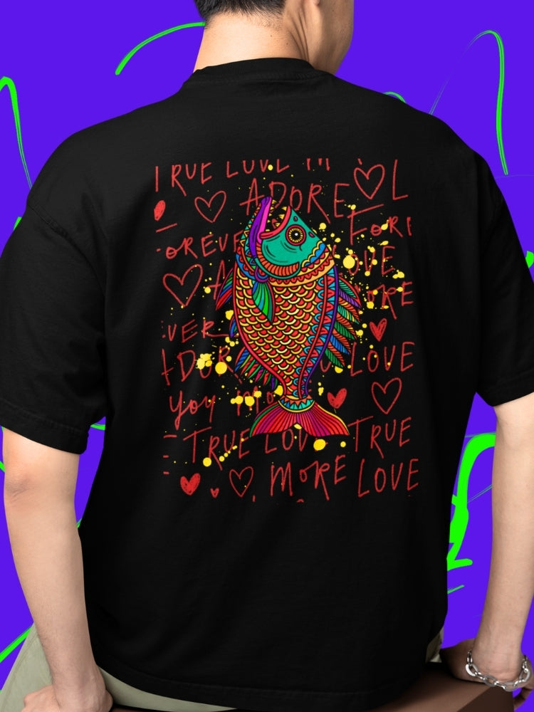 TRUE LOVE: PIRANHA (Unisex Oversized Terry T-Shirt)