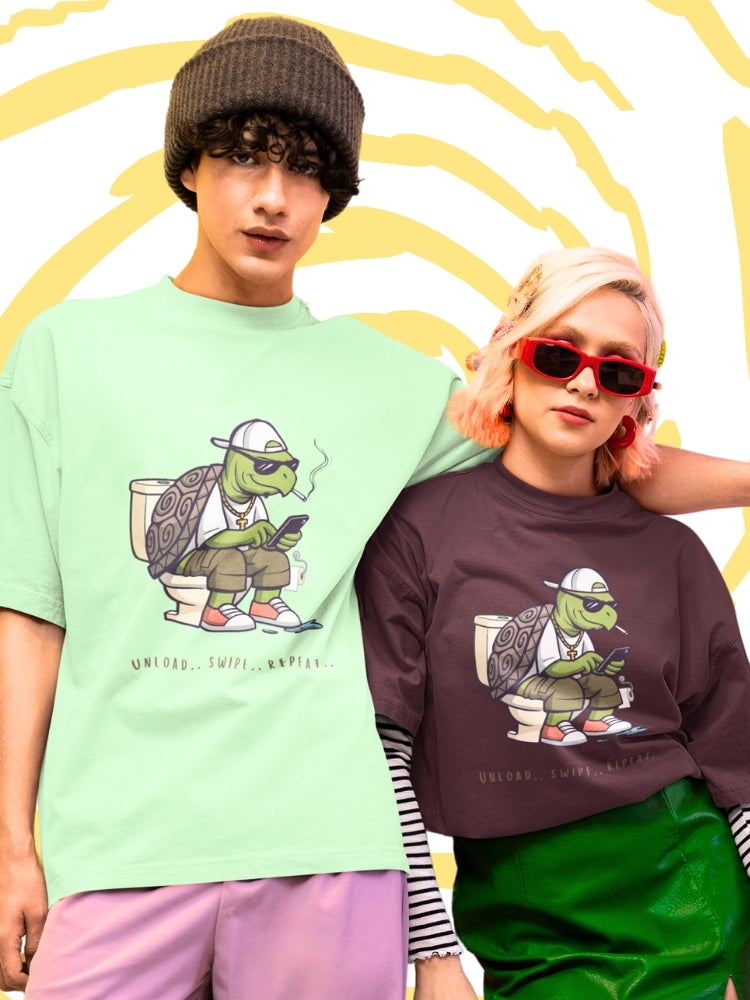 UNLOAD SWIPER (Unisex Oversized Terry T-Shirt)