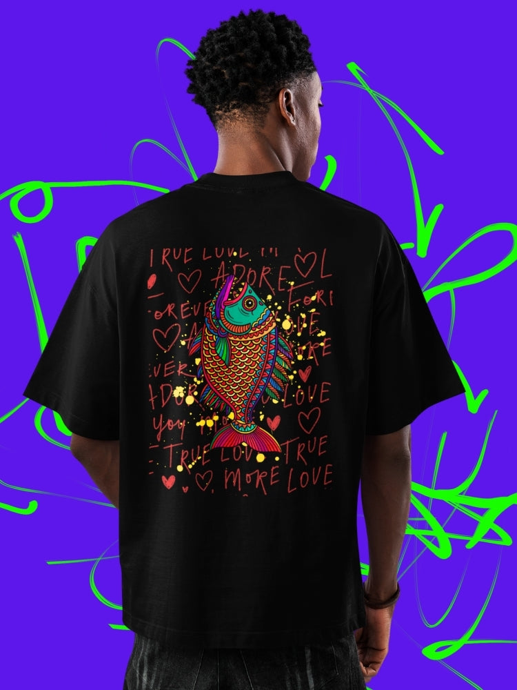 TRUE LOVE: PIRANHA (Unisex Oversized Terry T-Shirt)