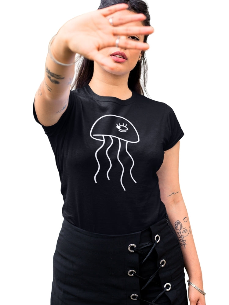 WHT-JELLY FISH (Unisex Premium Soft Cotton Stretch T-Shirt)