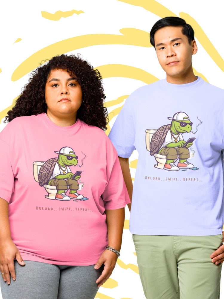 UNLOAD SWIPER (Unisex Oversized Terry T-Shirt)