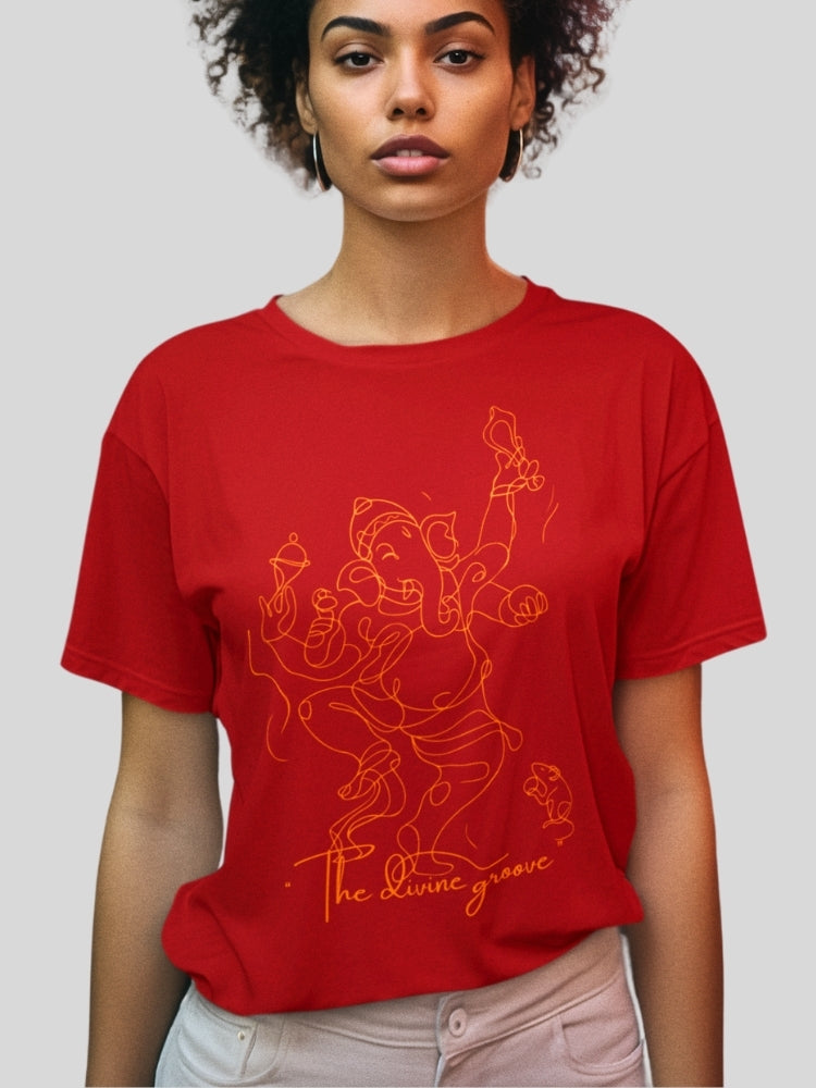 NATA GANESH- THE DIVINE GROOVE (Unisex Premium Soft Cotton Stretch T-Shirt)