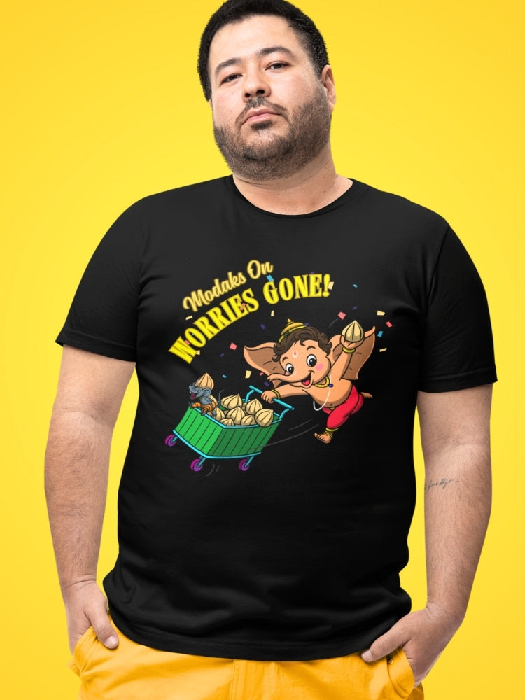 MODAKS ON WORRIES GONE (Unisex Premium Soft Cotton Stretch T-Shirt)