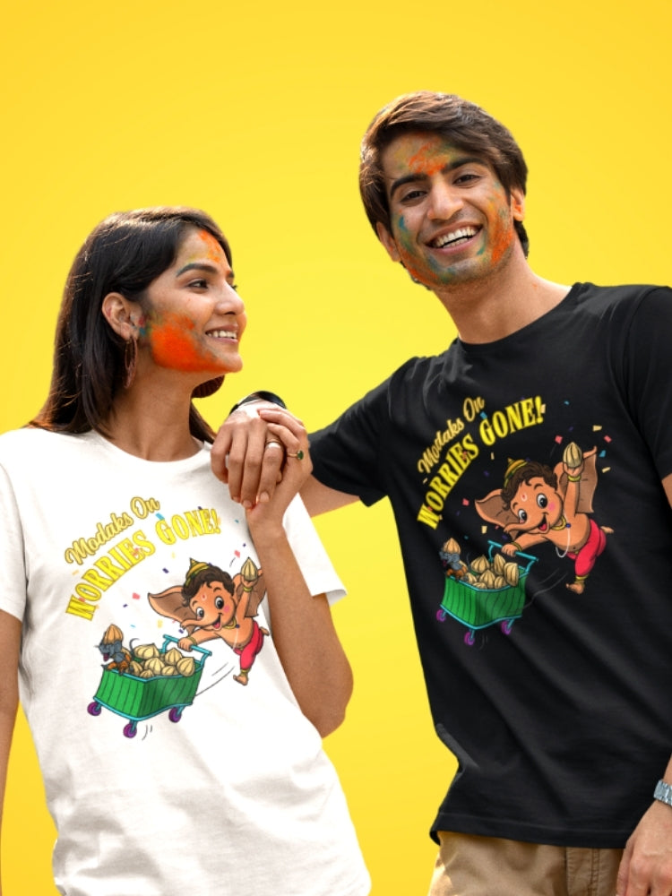 MODAKS ON WORRIES GONE (Unisex Premium Soft Cotton Stretch T-Shirt)
