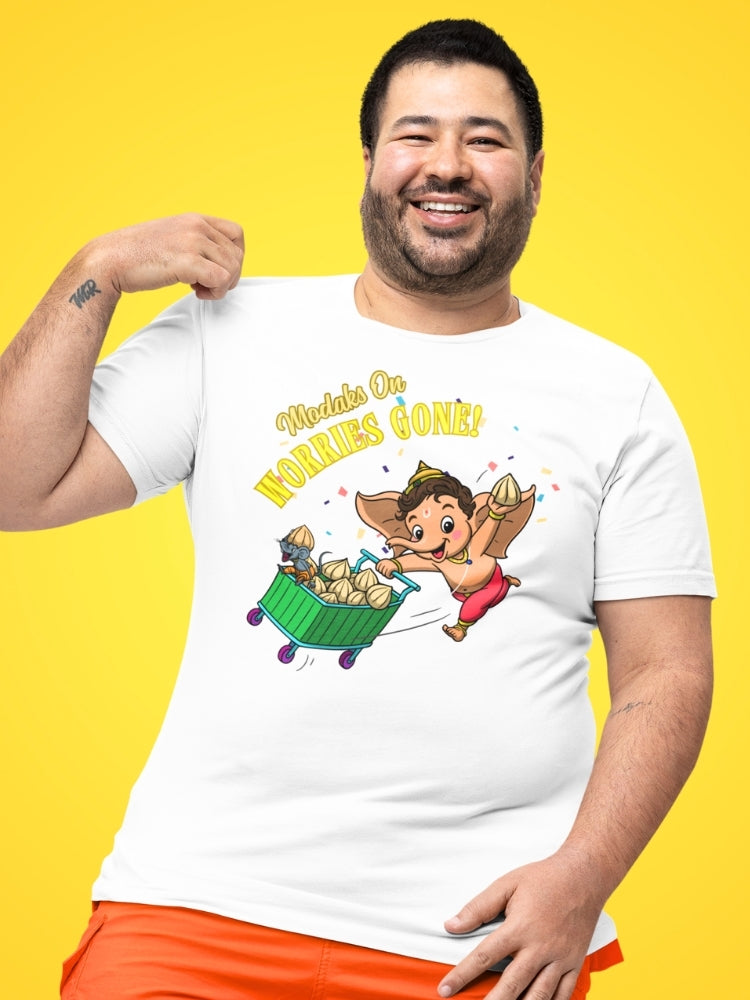 MODAKS ON WORRIES GONE (Unisex Premium Soft Cotton Stretch T-Shirt)