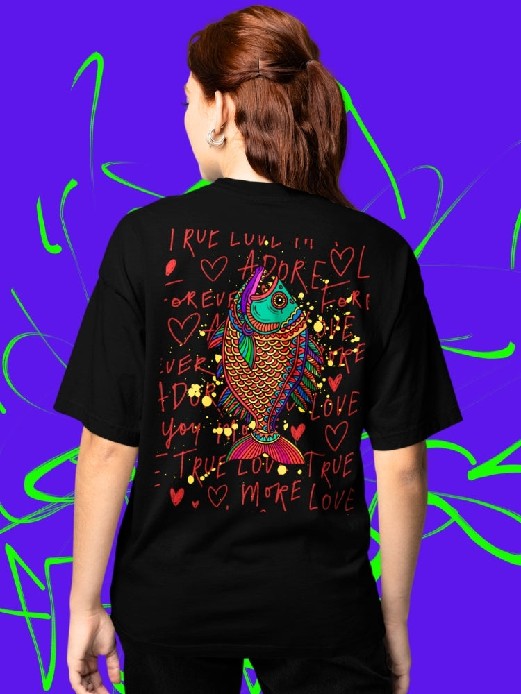 TRUE LOVE: PIRANHA (Unisex Oversized Terry T-Shirt)