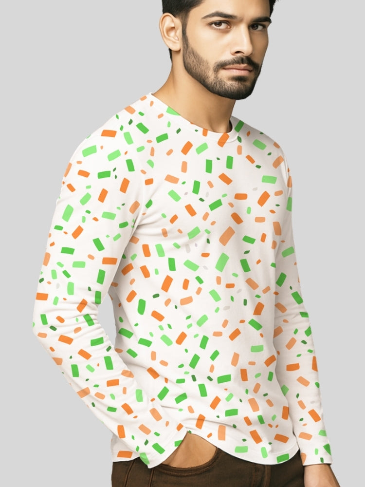 PATRIOT: TIRANGA CONFETTI  (Men's All Over Print Full Sleeve T-Shirt)