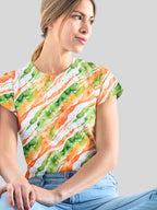 PATRIOT: TIRANGA WATER COLOR WAVE (Women's All Over Print Tee)