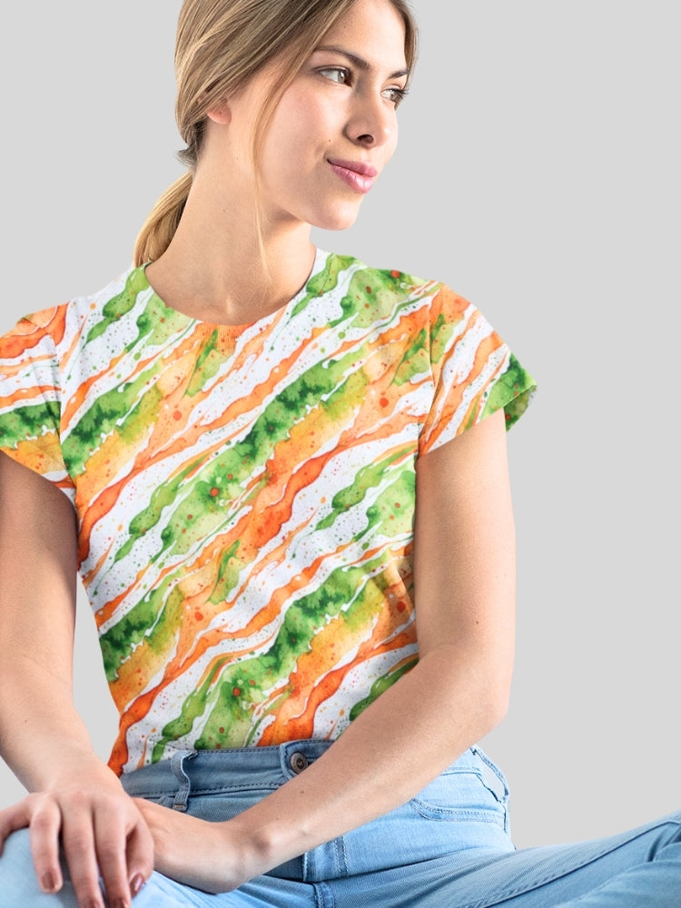 PATRIOT: TIRANGA WATER COLOR WAVE (Women's All Over Print Tee)